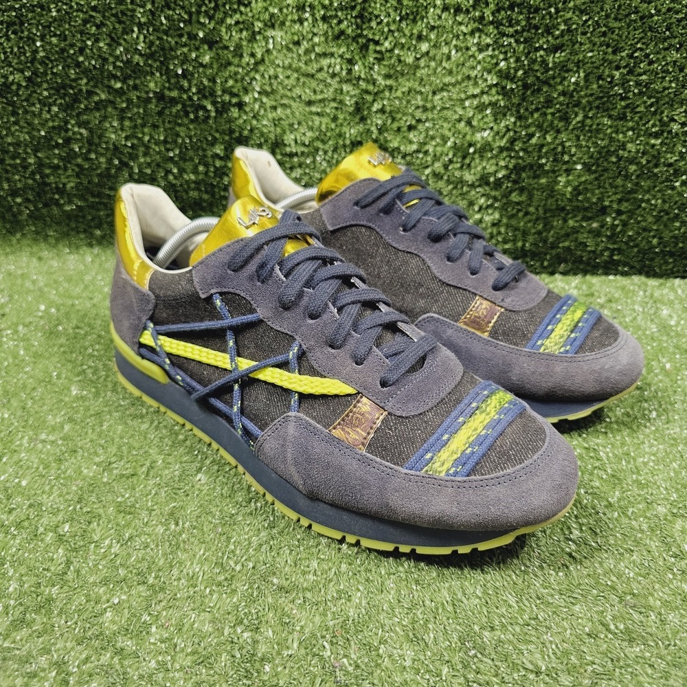 L4K3 Navy Blue Low Top Lace Up Casual Italy Sneakers Mens EU 44 US Size 11